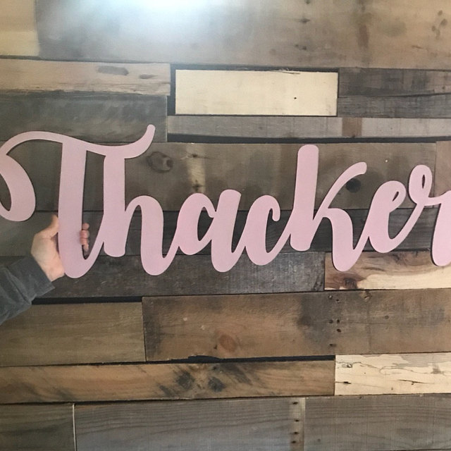 Thacker Family Name Glitter Sign