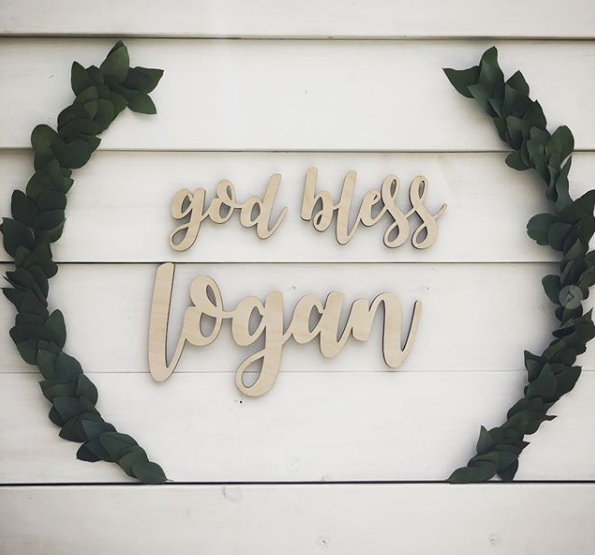God Bless Logan Custom Event Wood Sign